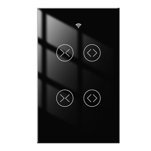 Smart WiFi RF433 Curtain Switch 2 Gang - Dual Blind Motor Control, Single Pole, Neutral Wire Required, Works with Alexa/Google Home, Touch & App Remote, Timer Function, FCC Certified (US Version)