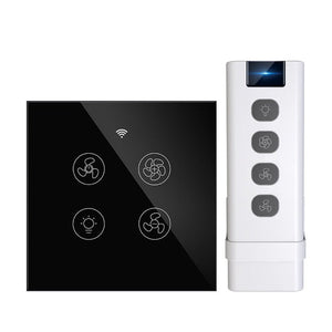 WiFi & RF433 Smart Ceiling Fan & Light Switch - EU Version, Single Pole Touch Control, Neutral Wire Required, Works with Alexa/Google Home, No Hub Needed
