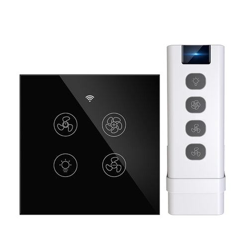 WiFi & RF433 Smart Ceiling Fan & Light Switch - EU Version, Single Pole Touch Control, Neutral Wire Required, Works with Alexa/Google Home, No Hub Needed