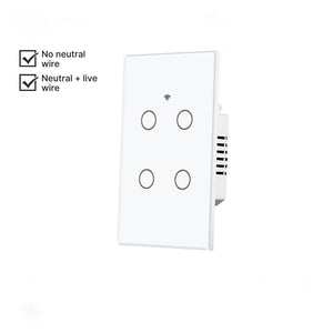 WiFi Smart Light Switch US - No Neutral Wire Required, Glass Touch Panel Wall Switch, Works with Alexa/Google/HomeKit, App & Voice Control, UL Certified