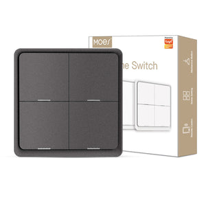 ZigBee Light Switch, Battery-Powered Wireless Smart Switch, Multi-Control Push Button for Smart Home, Scene Switches, Compatible with Alexa, Google Home, Hub Required (No Wiring Needed)