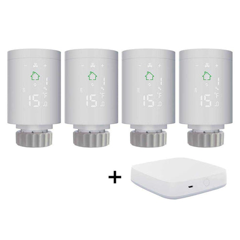 MOES Smart Thermostatic Radiator Valve TRV TS0601 - ZigBee LCD Curved Screen Heating, Battery Powered, Works with Alexa/Google Home/Tuya, Programmable Temperature Control