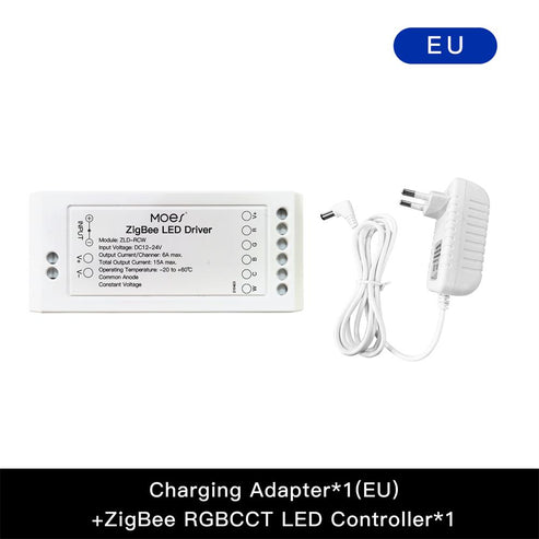 MOES ZigBee RGB+CCT LED Strip Light 16.4ft, Multicolor Tunable White Strip Lights, Smart LED Controller with Brightness Adjustment, Works with Alexa, Google Home, SmartThings, Home Assistant (Hub Required)