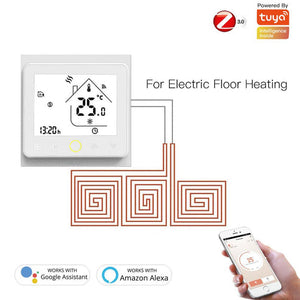 Zigbee Smart Thermostat - Programmable Temperature Controller for Water Floor Heating & Gas Boiler, Works with Alexa & Google Home, Energy Saving, Touch Screen Display