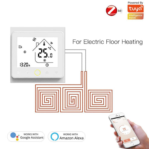 Zigbee Smart Thermostat - Programmable Temperature Controller for Water Floor Heating & Gas Boiler, Works with Alexa & Google Home, Energy Saving, Touch Screen Display
