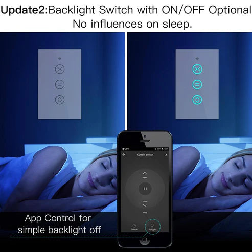 Smart Curtain Switch WiFi & RF433 – Touch Control Roller Shutter Blinds Switch, Single Pole, Neutral Wire Required, Works with Alexa & Google Home, No Hub Required (US Standard)