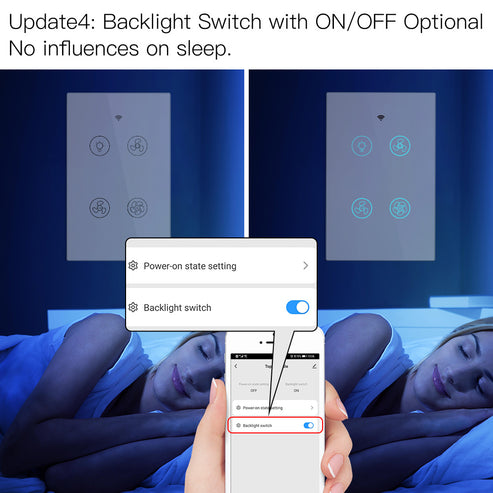 WiFi & RF433 Smart Ceiling Fan Light Touch Switch - Single Pole, Neutral Wire Required - Works with Alexa, Google Home & Smart Life App - Compatible with Most Ceiling Fans & Lights (US Standard)
