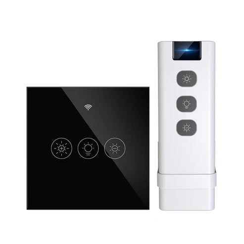 WiFi Smart Light Dimmer Switch – RF433 Remote Control, Glass Touch Panel, Compatible with Alexa & Google Home, Voice Control, Timer Function, EU Standard (No Hub Required)