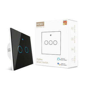 ZigBee 2 Way Smart Light Switch - Touch & Multi-Control Panel, Neutral Wire Optional, No Capacitor Needed, Works with Alexa/Google Home, EU Version (Requires ZigBee Hub)