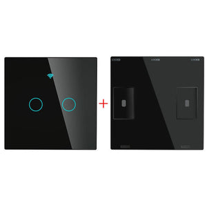 RF433 Smart Wireless Wall Switch - Glass Panel Touch Transmitter, Multi-Control Remote, EU Standard, No Wiring Needed, Compatible with Lights/Fans/Appliances (433MHz Frequency)