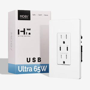 MOES 30W USB-C Wall Outlet with Power Delivery | 20A Heavy Duty Electrical Socket | Fast Charging Smart Receptacle | Tamper-Resistant | 2 USB Ports + 2 AC Outlets | Easy Installation | White