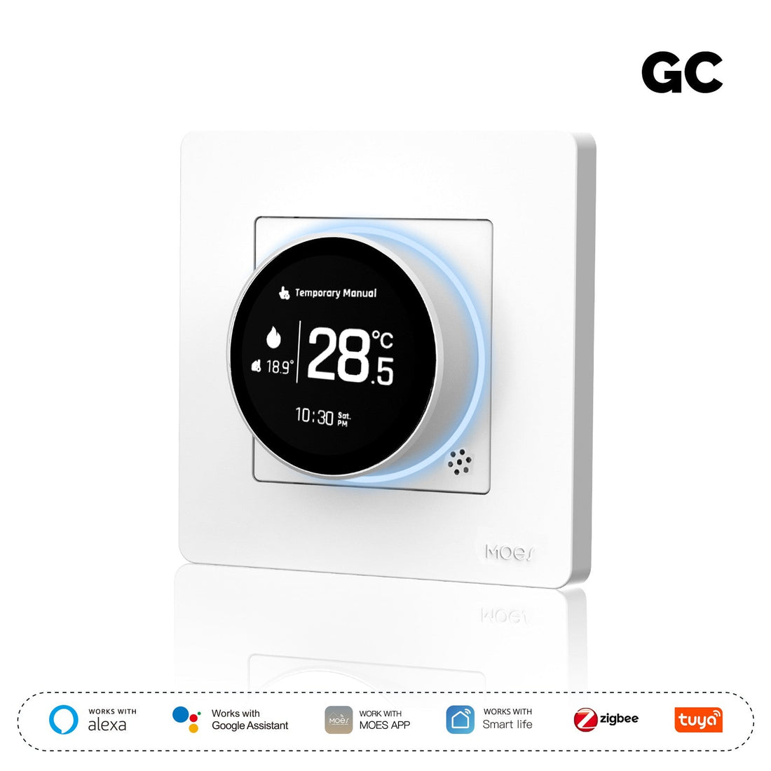 ZigBee Star Ring Smart Thermostat Temperature Controller - for Water Boiler & Electric Heating Systems | Works with Alexa, Google Home & SmartThings | Programmable Schedule, Energy Saving | DIY Installation (120V/240V)