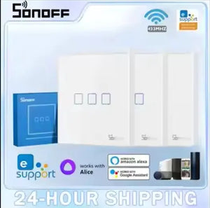 SONOFF T2UK3C TX Smart WiFi Touch Switch - 3 Gang White Wall Panel, Works with Alexa/Google Home/IFTTT, RF & Smart Home Edge Compatible, No Hub Required