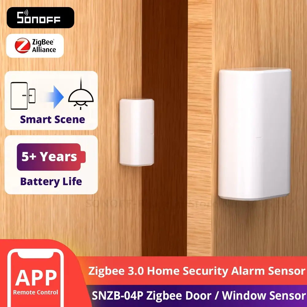 SONOFF SNZB-04P Zigbee Door Window Sensor - Smart Home Alarm with Tamper Alert, 5+ Year Battery, Works with Alexa/Google Home/ZHA, No Hub Required, Wireless Contact Sensor for Home Security