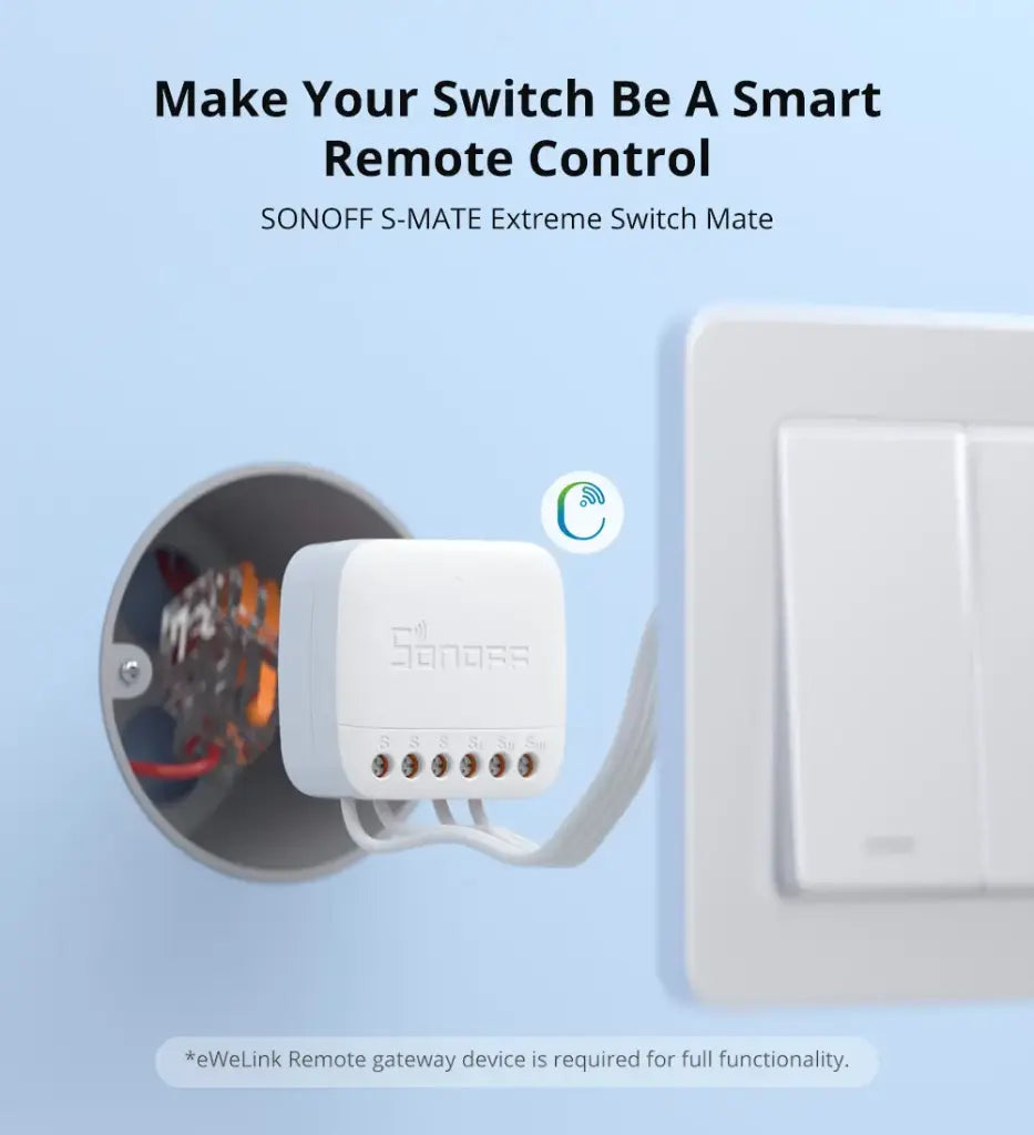 SONOFF S-MATE 2 Extreme Smart Switch Mate – WiFi Light Switch, Compatible with Alexa & Google Home, Remote Control, Timer & Voice Control, 2 Gang, No Hub Required, Works with Smart Life App