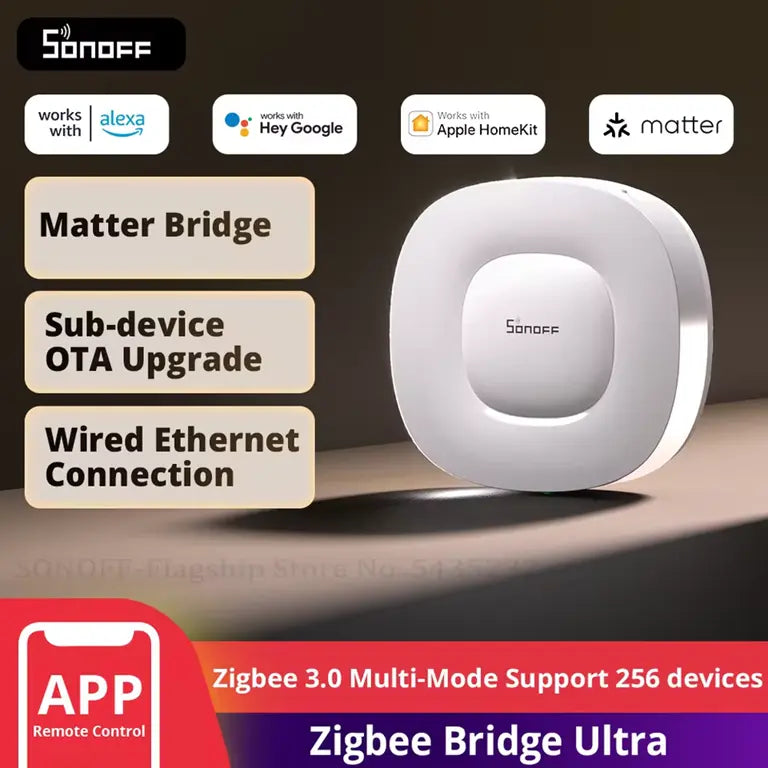 SONOFF ZB Bridge-U Zigbee 3.0 Smart Matter Gateway - Works with Alexa/Apple Home/Google Home, Supports 256+ Devices, Multi-Mode Hub for Zigbee Smart Home Devices
