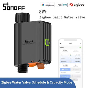 SONOFF SWV Zigbee 3.0 Smart Water Valve - Automatic Irrigation Timer Switch with 6-Month Data Logging, Works with Alexa & Google Home, Open-Source Platform Compatible