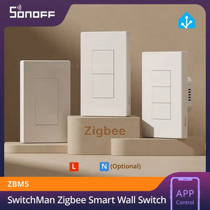 SONOFF SwitchMan ZBM5-3C-120W Zigbee Smart Wall Switch - 3-Gang Touch Panel, 120W Load, Works with Alexa/Google Home, No Neutral Wire Required, Compatible with Zigbee 3.0 Hubs