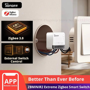SONOFF ZBMINIR2 Zigbee Smart Switch - Timer & External Control, Compact Size, Neutral Wire Required, Works with Alexa & Google Home, for Lights & Appliances