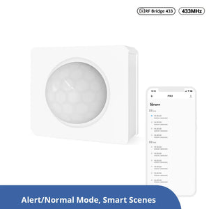 SONOFF PIR3-RF 433MHz Motion Sensor - Wireless PIR Detector for Smart Home, 90° Detection Angle, 5-8m Range, Works with RF Bridges, No WiFi Required
