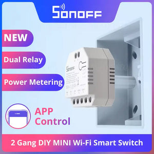 Sonoff DualR3 Smart Switch – WiFi Dual Relay Module with Energy Monitoring, 2-Channel Remote Control, Works with Alexa & Google Home, No Hub Required, eWeLink App, for Home Automation (16A, 3680W)