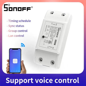 Sonoff BASICR2 WiFi Smart Switch – 10A DIY Wireless Light Switch Module, Remote Control & Timer, Works with Alexa & Google Home, Smart Home Automation, EWeLink App Control (No Hub Required)