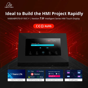 Nextion NX8048P070-011C-Y 7.0 Inch HMI Touch Display, Intelligent Series Capacitive Touchscreen with Enclosure, 800x480 Resolution, UART Interface for Arduino/Raspberry Pi DIY Projects