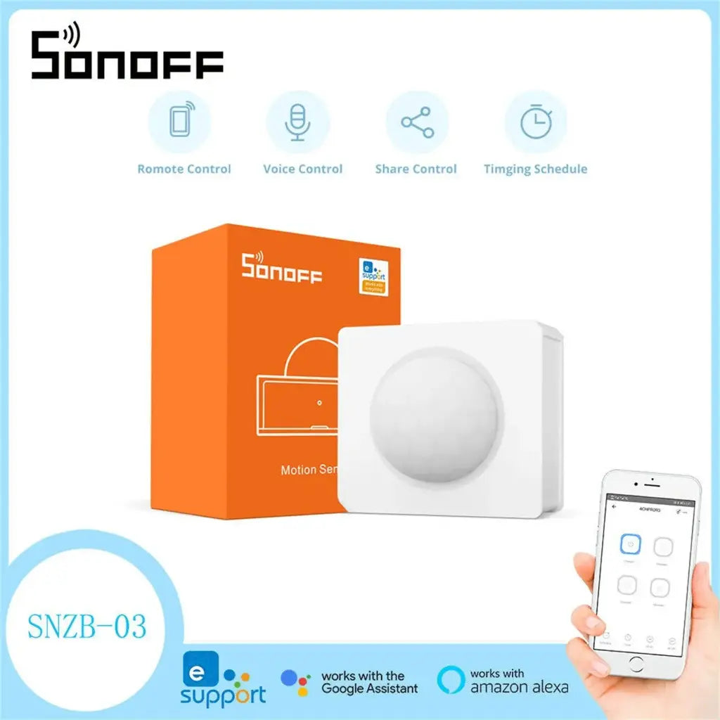 SONOFF SNZB-03 ZigBee PIR Motion Sensor - Wireless Smart Motion Detector for Home Automation, Works with ZigBee Hubs (SONOFF, Echo, SmartThings), 120° Detection, Battery-Powered, Easy Installation