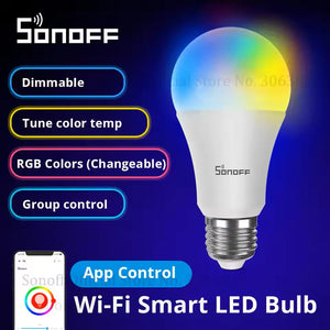 SONOFF B05-BL Smart LED Bulb - WiFi & Dimmable Light Bulb, 220V-240V, 16 Million Colors, Works with Alexa & Google Home, Remote Control via eWeLink App, Voice Control, Group Control, Timer