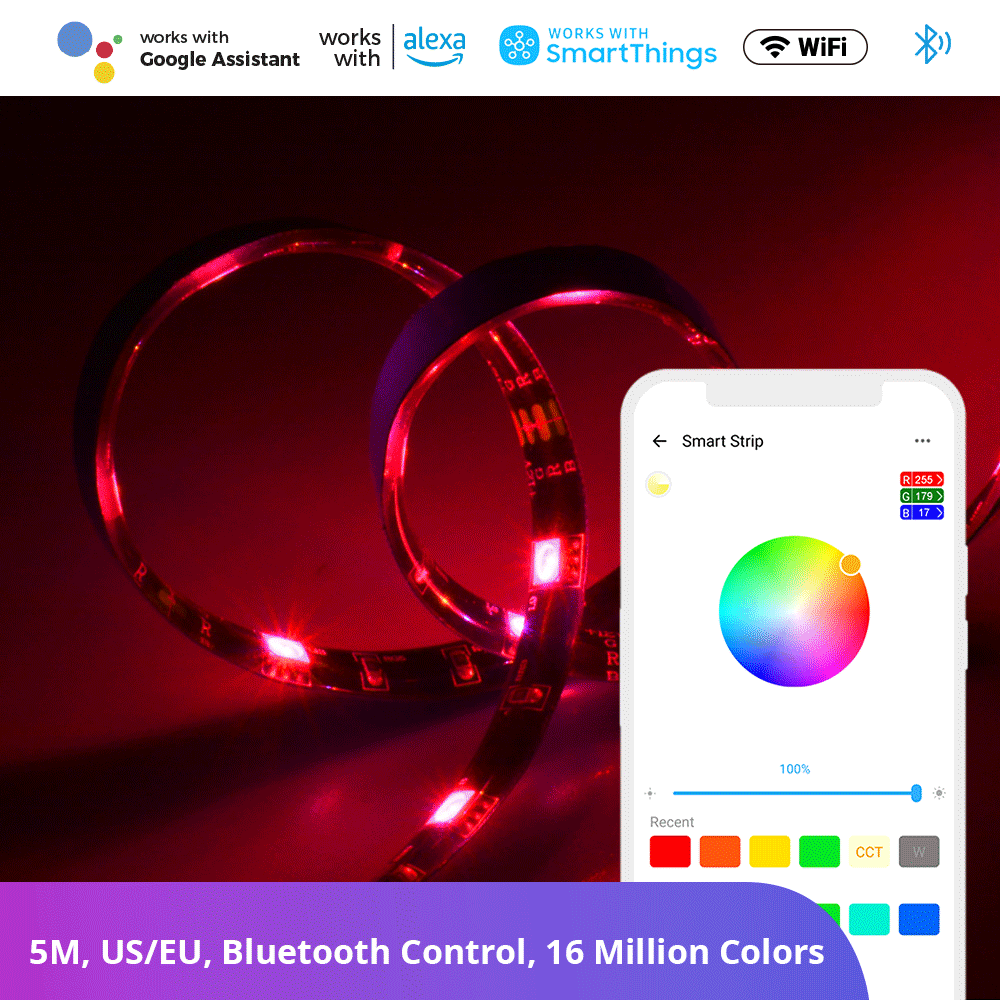 SONOFF L2 Lite Smart WiFi LED Light Strip 5M/16.4ft - RGB Color Changing, Works with Alexa & Google Home, eWeLink App Control, Music Sync, Timer Function, DIY Scene Modes for Bedroom/Home Decor