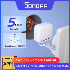 SONOFF S-MATE Switch Mate Smart WiFi Wall Switch - Remote Control via eWeLink App, Works with Alexa & Google Home, No Hub Required, DIY Installation (White)