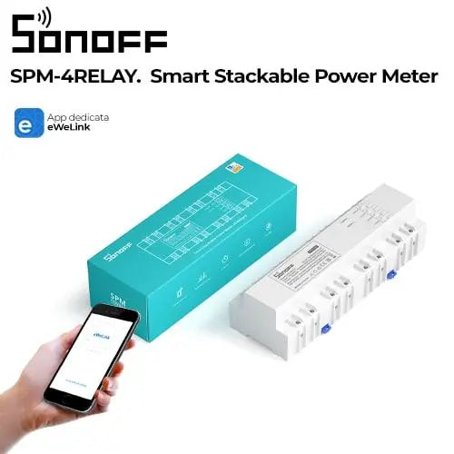 SONOFF SPM-Relay Smart Stackable Power Meter, 20A/Gang Energy Monitor with eWeLink App, RS-485 Communication, Overload Protection, Expandable Relay System
