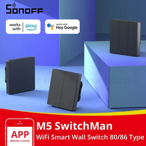 SONOFF M5-3C-86 Smart Wall Switch, 3-Gang WiFi Light Switch, Works with Alexa & Google Home, No Hub Required, Push Button Design, Neutral Wire Optional, Easy Installation, Compatible with Smart Life App