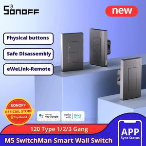 SONOFF M5 SwitchMan Smart Wall Switch - 3 Gang WiFi Push Button, Works with Alexa & Google Home, eWeLink App Control, Neutral Wire Required (120V)