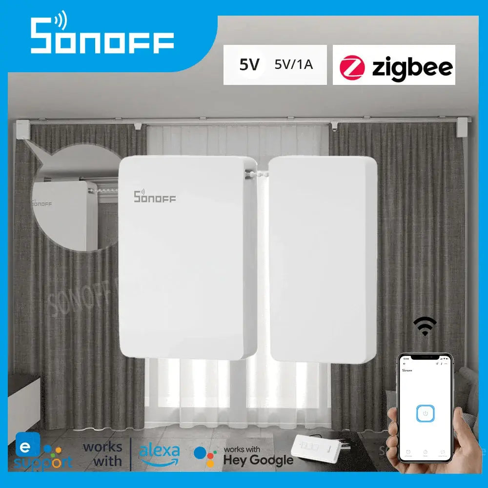SONOFF ZB Zigbee Smart Curtain Motor Switch - 5V/1A Power Supply, Easy Installation, Works with Alexa & Google Home, APP Remote Control, for Smart Blinds & Automated Curtains