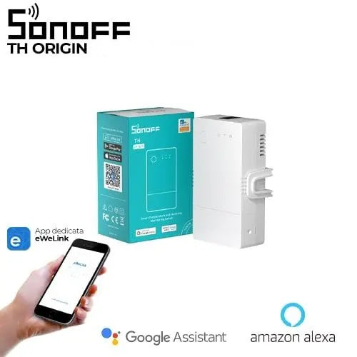 SONOFF THR316 Origin Smart Temperature & Humidity Switch - WiFi Monitoring, App Alerts, Works with Alexa/Google Home, 16A Relay for Climate Control