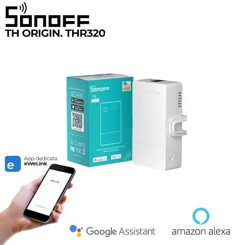 SONOFF THR320 Origin Smart WiFi Temperature & Humidity Monitor Switch - Wireless Thermostat & Hygrometer, Remote Control via eWeLink App, Works with Alexa & Google Home, 16A Relay, for Home Automation