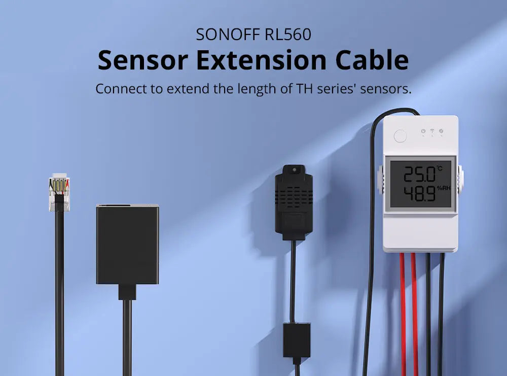 SONOFF RL560 5M Sensor Extension Cable for RJ9 4P4C - Compatible with Temperature/Humidity Sensors, TH10/TH16 Smart Controllers - Flexible Shielded Wire for Smart Home Automation (5 Meter/16.4ft)
