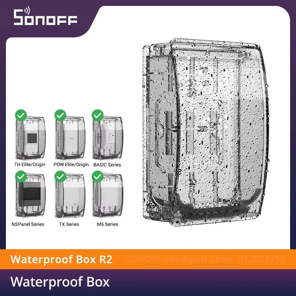 SONOFF R2 Waterproof Outdoor Enclosure Case - Compatible with TH Elite/TH Origin & POW R3/R2 Smart Switches, IP66 Rated Electrical Box for Weatherproof Protection (Grey)
