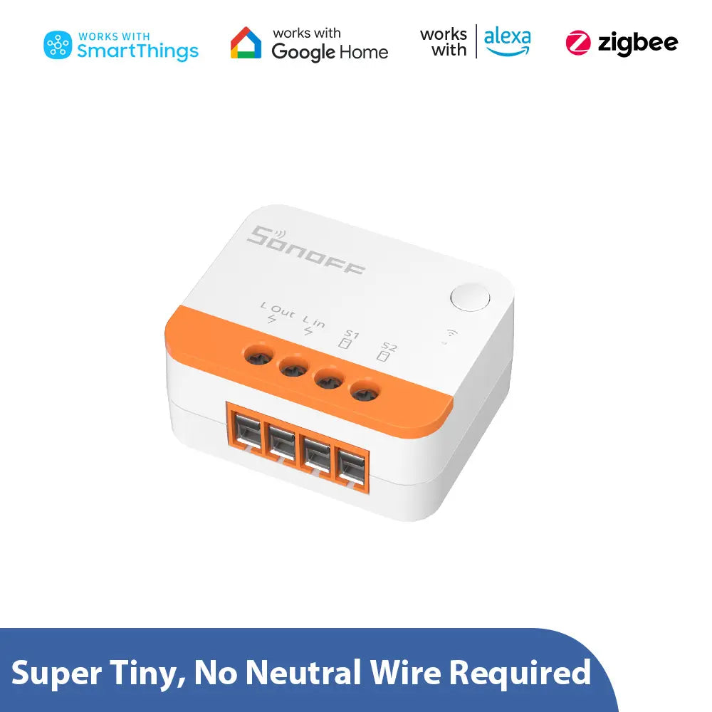 SONOFF ZBMINIL2 Extreme Zigbee Smart Switch - No Neutral Wire Required, 2-Way Control via eWeLink/Google/Alexa, Ultra-Compact Design, Works with Zigbee Hub