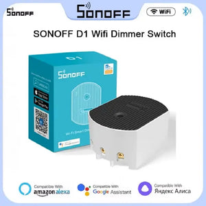 SONOFF D1 Smart Dimmer Module with Battery-Powered Remote - WiFi & RF 433MHz Dual Control, Works with Alexa/Google Home, Adjustable Brightness, for LED Lights & Fans (Remote Included)
