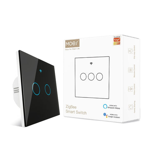 ZigBee 2 Way Smart Light Switch - Touch & Multi-Control Panel, Neutral Wire Optional, No Capacitor Needed, Works with Alexa/Google Home, EU Version (Requires ZigBee Hub)