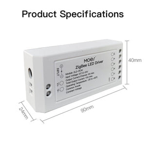 MOES ZigBee RGB+CCT LED Strip Light 16.4ft, Multicolor Tunable White Strip Lights, Smart LED Controller with Brightness Adjustment, Works with Alexa, Google Home, SmartThings, Home Assistant (Hub Required)