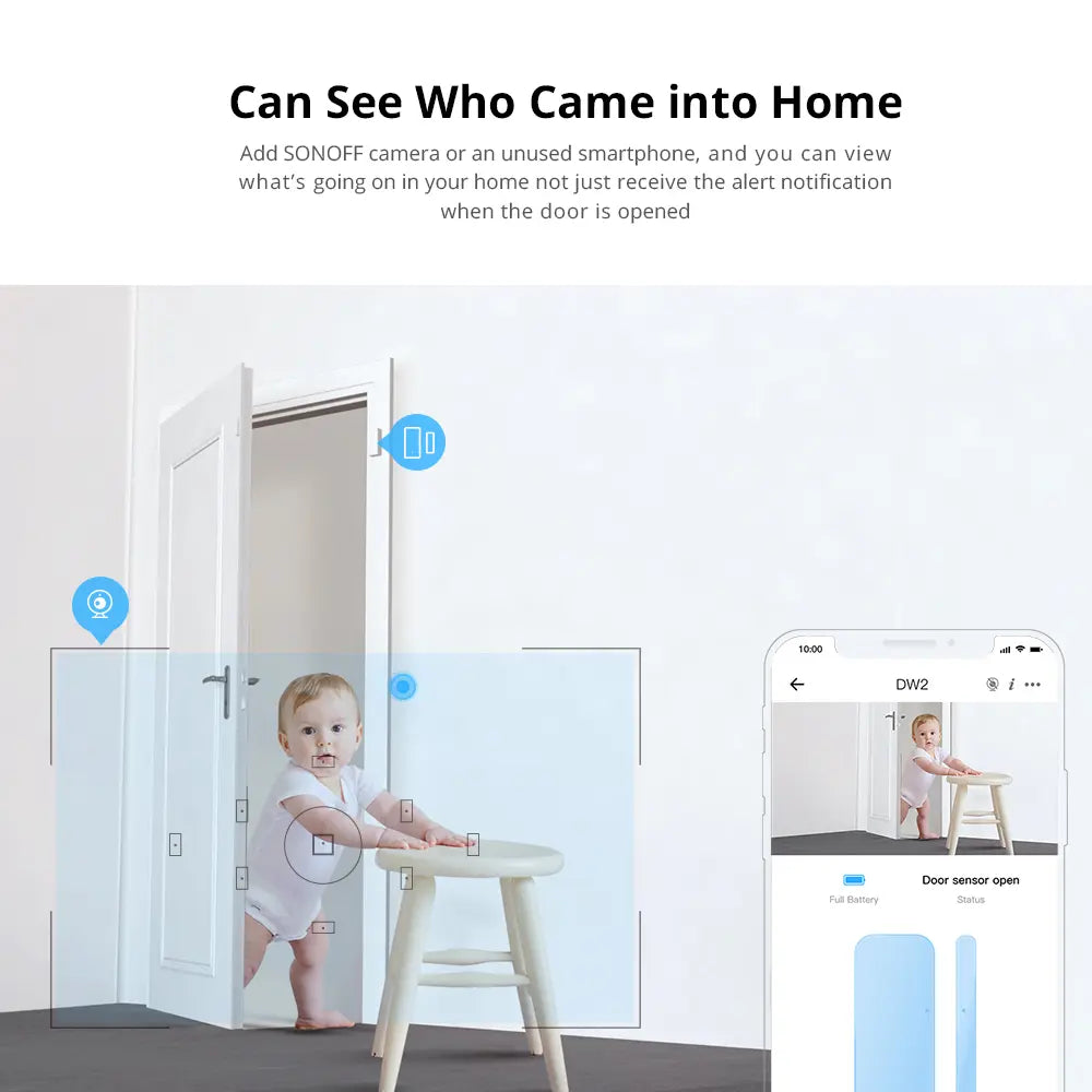 SONOFF DW2-Wi-Fi Smart Door/Window Sensor - Instant Anti-Theft Alerts to Phone, Works with Alexa & Google Home, Wireless Security Sensor, No Hub Required, DIY Installation (White)