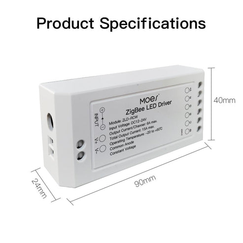 MOES ZigBee RGB Strip Light 16.4ft, Multicolor LED Strip with CCT (Tunable White) & 16 Million Colors, Smart LED Controller, Brightness Adjustable, Works with Alexa, Google Home, SmartThings, Home Assistant