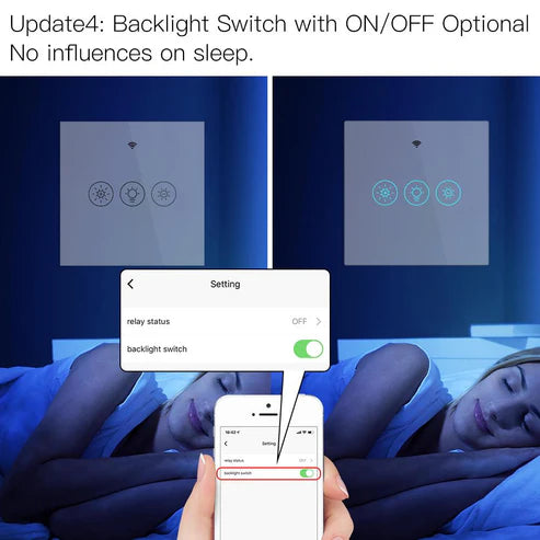 WiFi Smart Light Dimmer Switch – RF433 Remote Control, Glass Touch Panel, Compatible with Alexa & Google Home, Voice Control, Timer Function, EU Standard (No Hub Required)