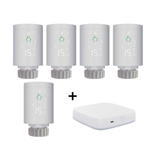 MOES Smart Thermostatic Radiator Valve TRV TS0601 - ZigBee LCD Curved Screen Heating, Battery Powered, Works with Alexa/Google Home/Tuya, Programmable Temperature Control