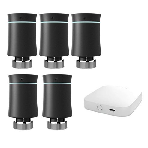 MOES ZigBee Smart Radiator Thermostatic Valve (BRT-100 Mini) - Tuya Compatible WiFi TRV for Home Heating - Energy Saving Soft Touch Design - Works with Alexa/Google Home - White & Black (2 Styles)