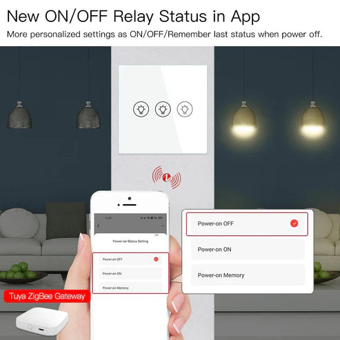 ZigBee Smart Touch Light Switch Dimmer – Multi-Gang, Single Pole, Neutral Wire Required, Compatible with Alexa & Google Home, EU Standard (1/2/3 Gang)