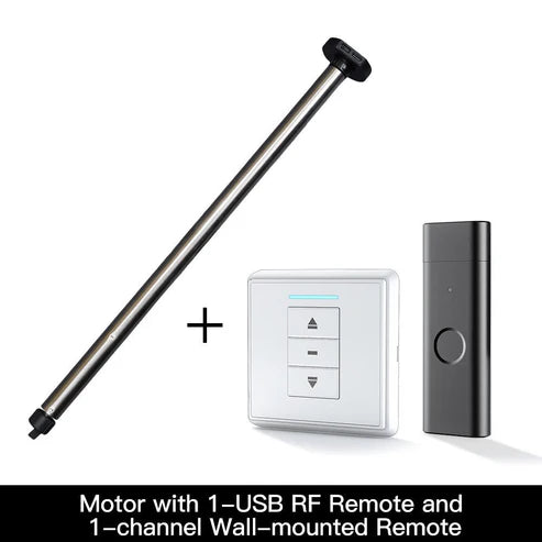 Rechargeable Tubular Roller Blind Motor with RF433 Remote Control – Battery-Powered Smart Motor for Roller Shades, Electric Window Blinds, Automatic Shutter System (Compatible with 28-45mm Tubes)